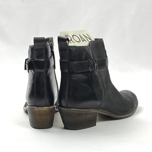 Roan Uma Hand Finished Full Grain Leather Belted Cowboy Heel Booties. 8.5 - Picture 7 of 12